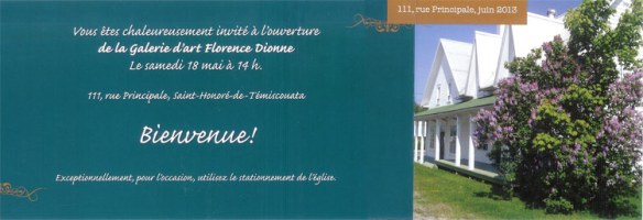 Invitation Ouverture Galerie Florence Dionne